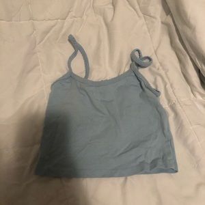 Blue cropped top shop tank top